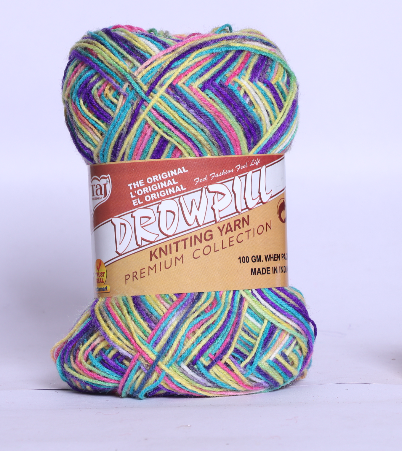 Taj Dropill Multi Color Knitting Yarn (Knitter Gold)