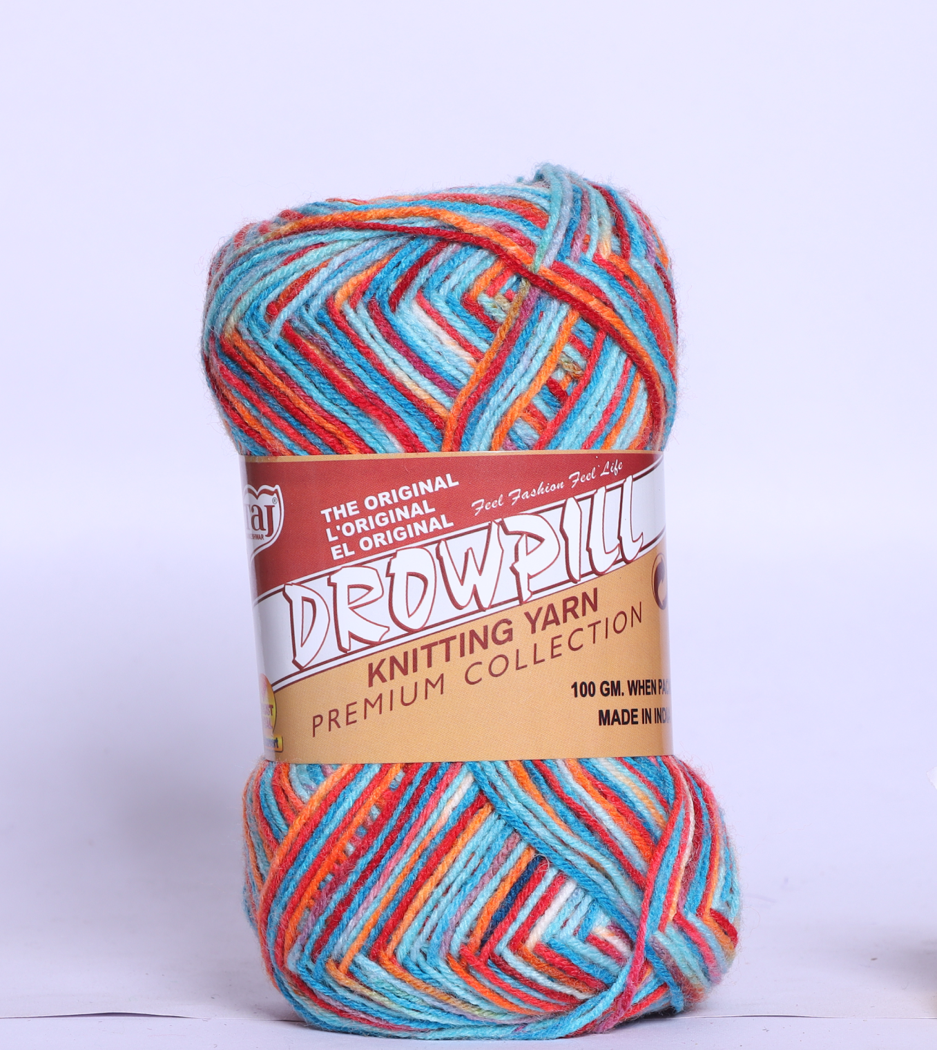 Taj Dropill Multi Color Knitting Yarn (Knitter Gold)