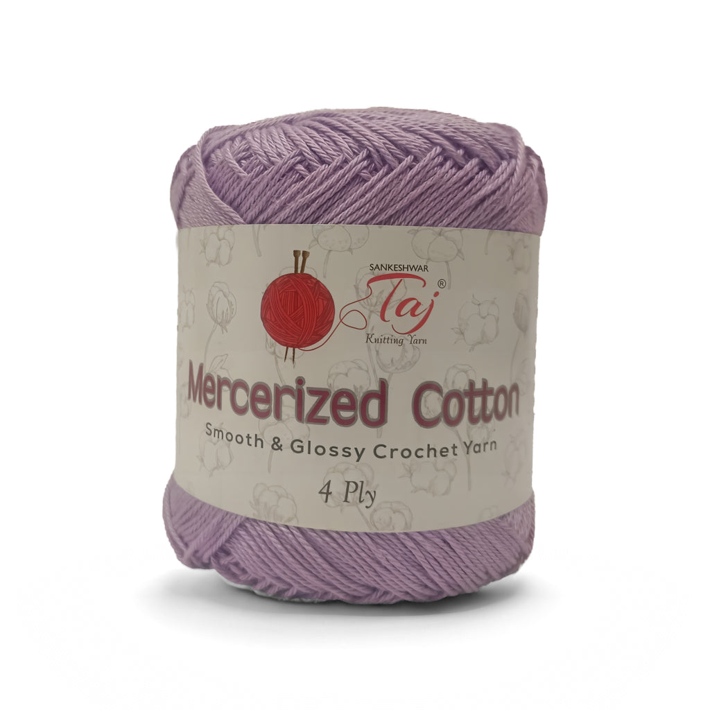 Ball of Mercerized Cotton yarn with a label on a white background
