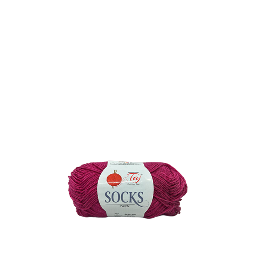 Ball of pink yarn with a label on a white background