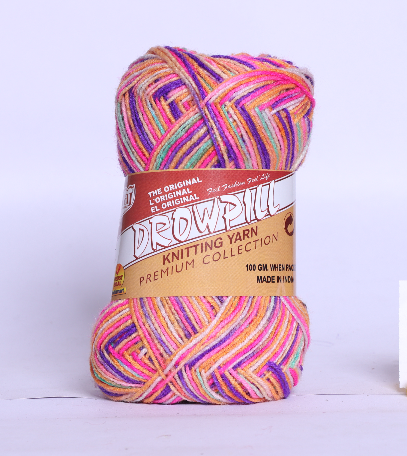 Taj Dropill Multi Color Knitting Yarn (Knitter Gold)