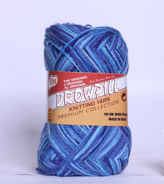 Taj Dropill Multi Color Knitting Yarn (Knitter Gold)