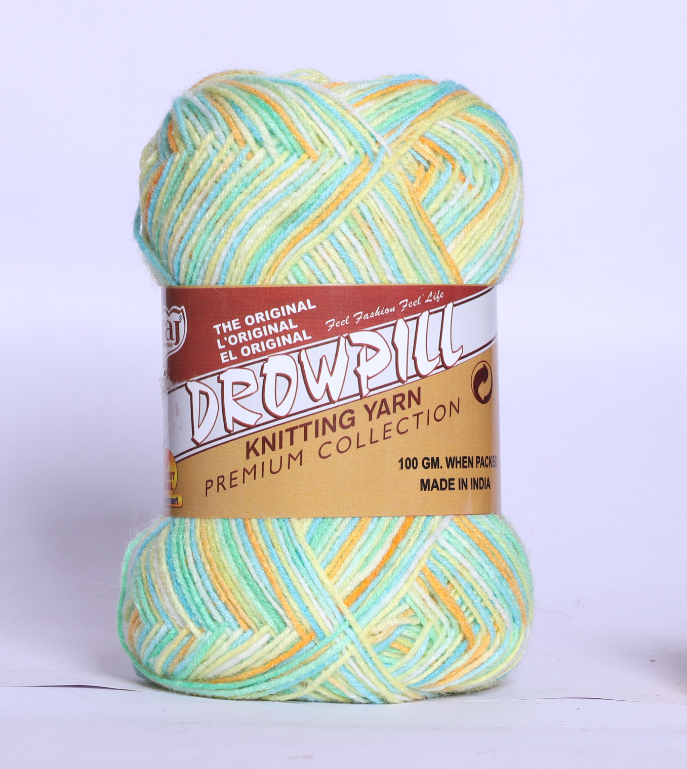 Taj Dropill Multi Color Knitting Yarn (Knitter Gold)