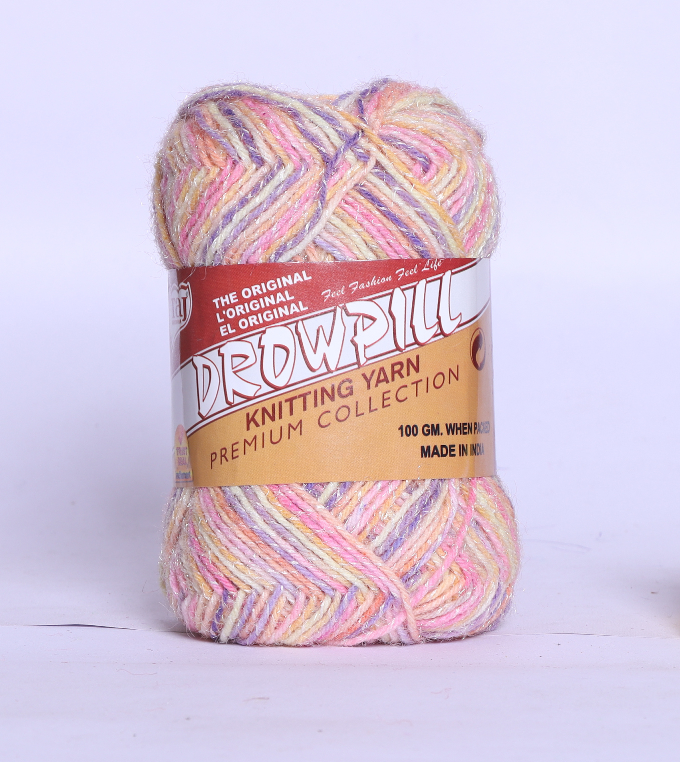 Taj Dropill Multi Color Knitting Yarn (Knitter Gold)