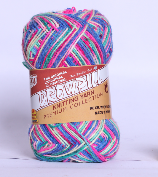 Taj Dropill Multi Color Knitting Yarn (Knitter Gold)