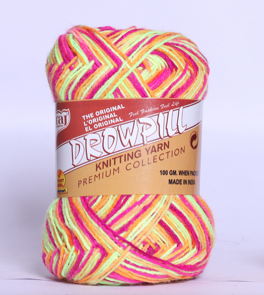 Taj Dropill Multi Color Knitting Yarn (Knitter Gold)