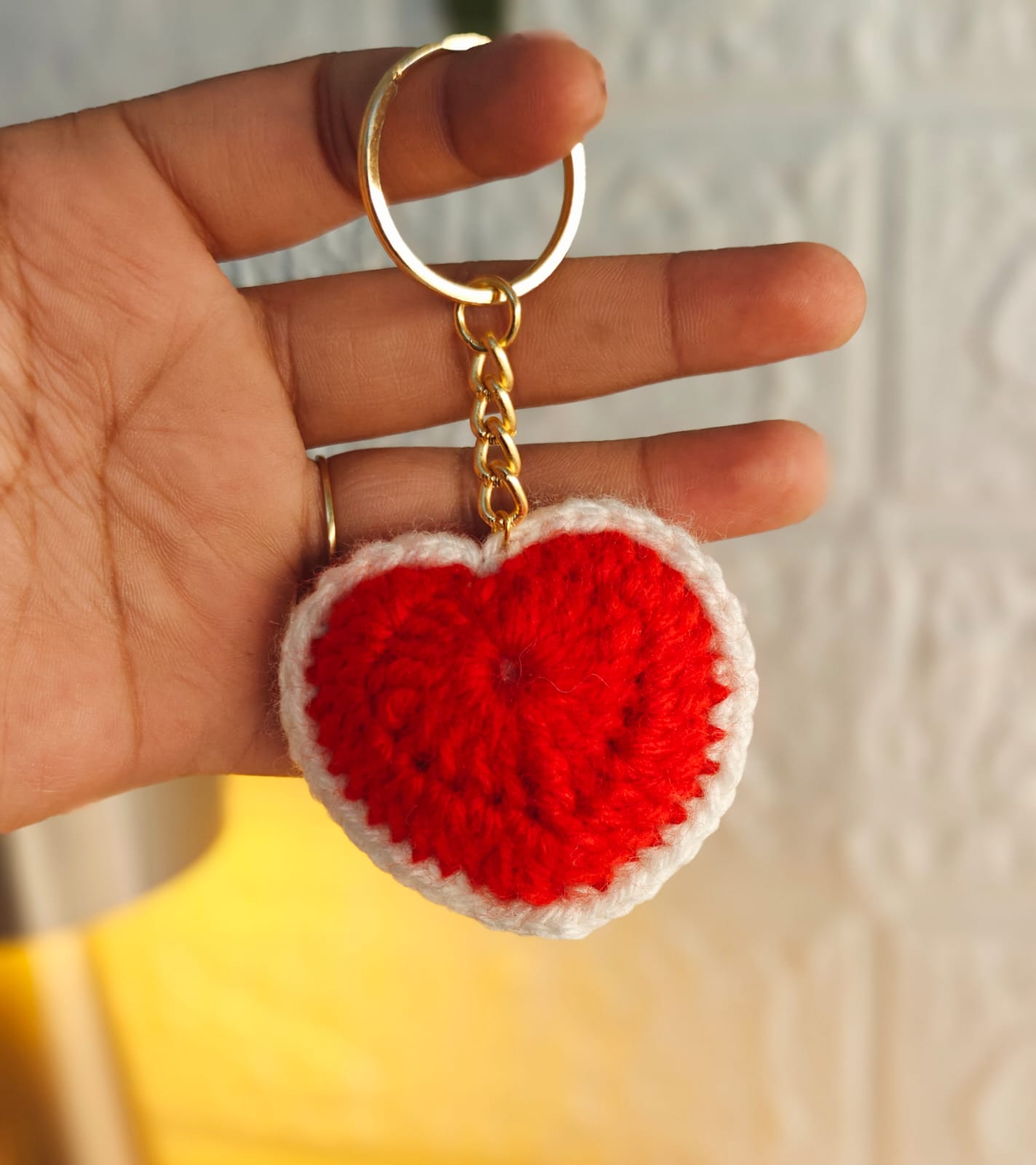 Heart embroidery keychain