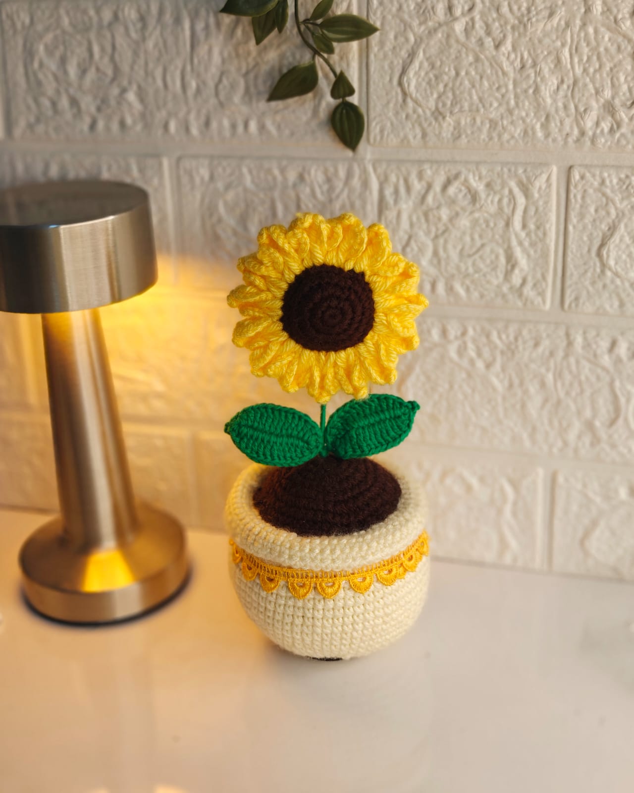 Sunflower pot embroidered