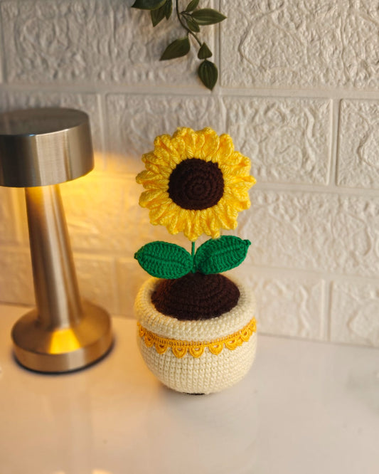 Sunflower pot embroidered