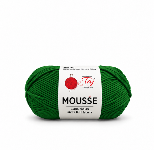 Taj Moussé Premium Dark Green Anti-Pill Knitting Yarn Skein for Knitting, Crochet Projects, Sweaters, Winter Accessories, and Handmade Crafts.
