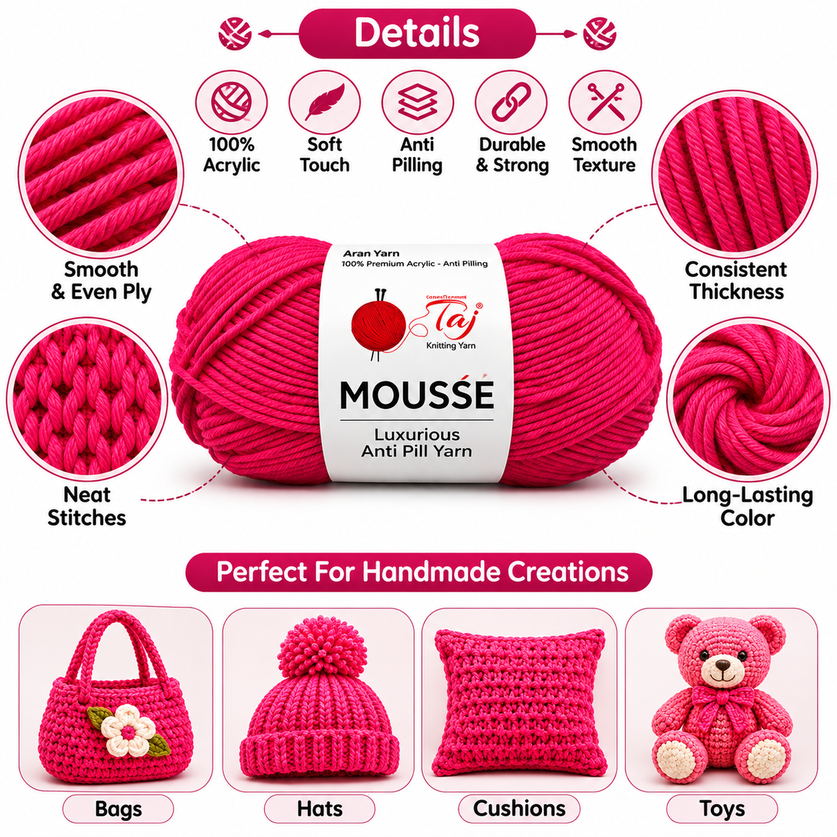 Taj Mousse - 93 – Dark Fuorescent Pink
