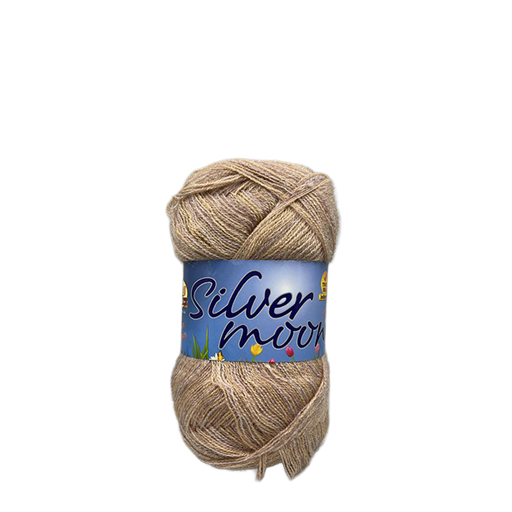 Ball of yarn with a 'Silver Moon' label on a white background