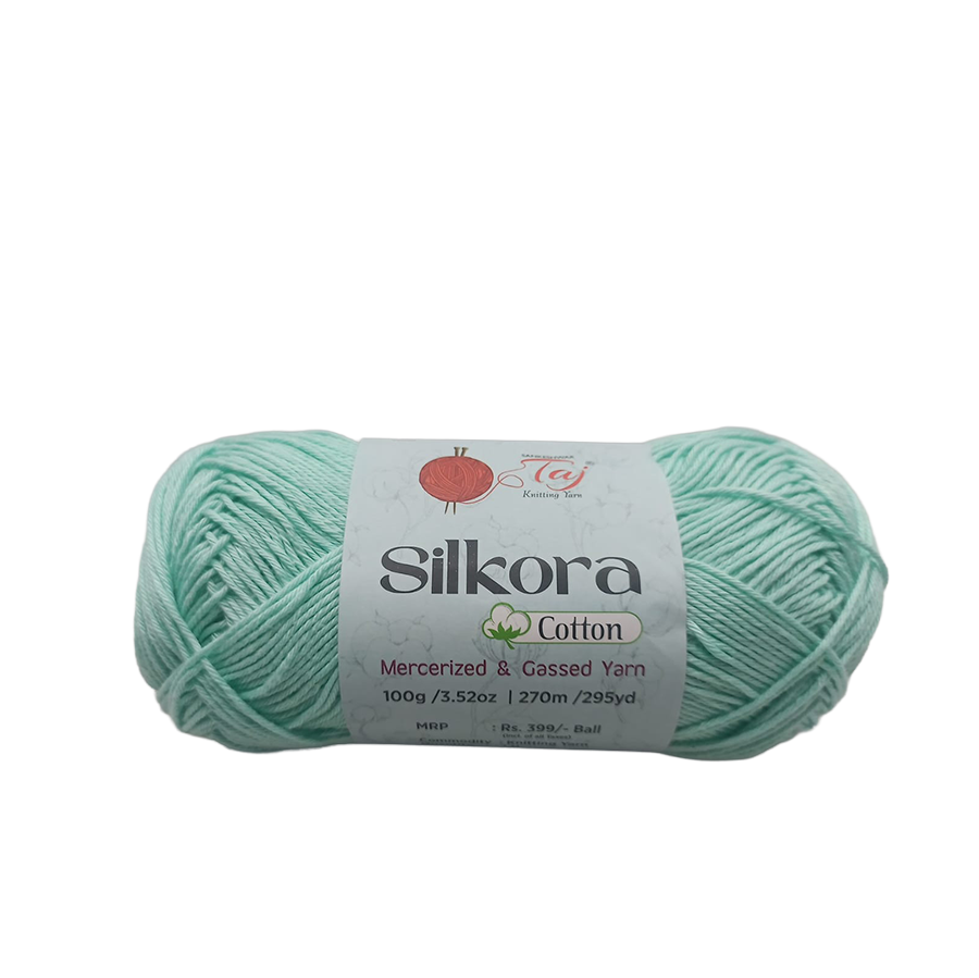 Silkora Cotton yarn ball on a white background