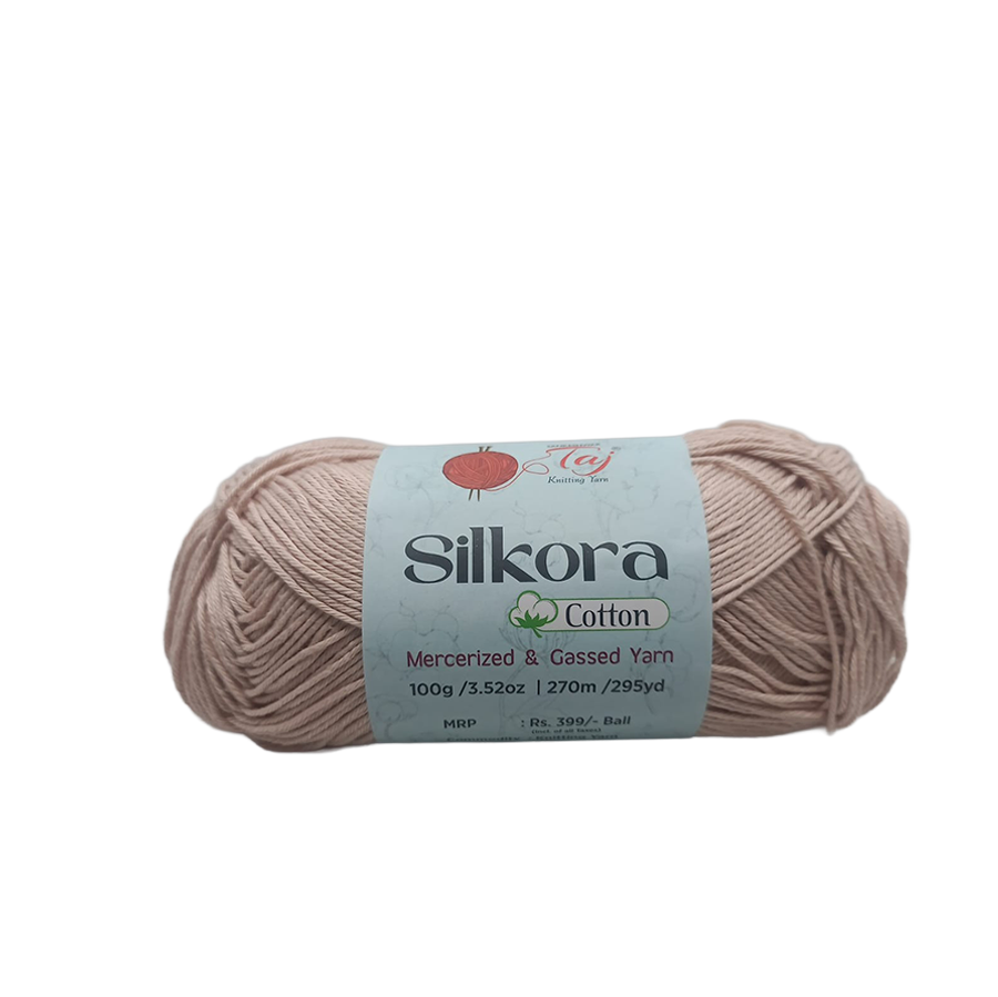Silkora Cotton yarn ball on a white background